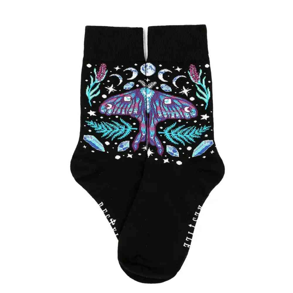 Restyle - Enchanted Forest Jaquard Socks - Black